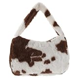 Bolsos para niñas: bolso de mano con estampado de vaca para : nuestro bolso de mano esponjoso y peludo para está diseñado con estampado de vaca y estampado de flores, y combina con 3 colores para elegir entre diferentes enlaces.