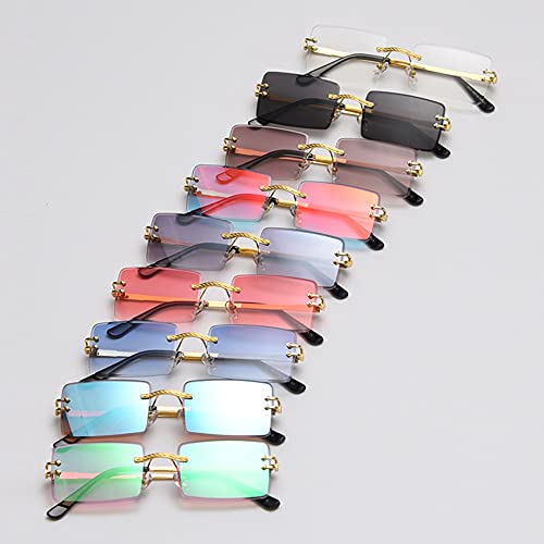 kachawoo Green Blue Mirror Sunglasses Rimless Women UV400 Rectangular Retro Men Colorful4