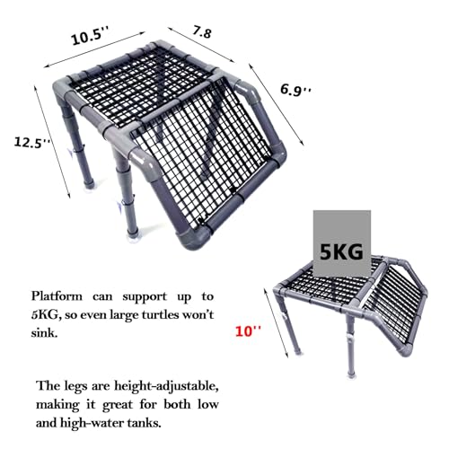 Image of Turtle Basking Platform for Aquatic Turtles Docks, 10.5 inch Width Aquatic Tortuga Basking Area Ramps Turtle Tank Accessories Platforms Topper Large Medium for 12 inches Wide Aquarium Stand (SG-10.5 inch)