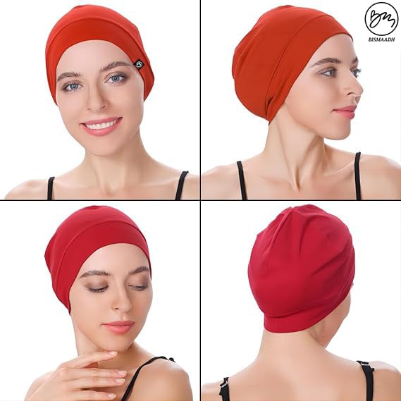 Image of Cooling Cotton Skull Caps for Men Women, Lightweight Beanie Sleep Hats Breathable Helmet Liner