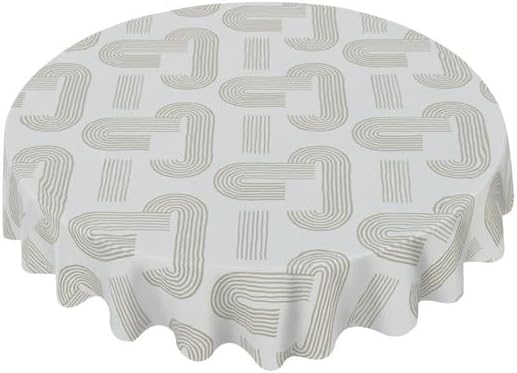 Miniatura 7 de Black and White Round Tablecloth Geometric Printing Table Cloth Decor Washable Table Cover with Wrinkle Resistant for Home Kitchen Dining Room