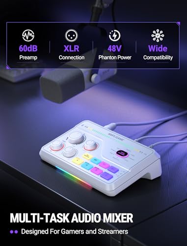 Image of FIFINE Gaming Audio Mixer and XLR Cable Bundle, Audio Setup with 7.1ch Surround Sound,RGB-Volume Control-3 EQ Modes and 10ft Male to Female XLR Cable for Streaming,Content Creator-SC8W+L9W