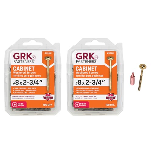 GRK Tornillos de Gabinete de Perfil Bajo #8 x 2-3/4", 100 piezas (2 paquetes; 200 unidades)