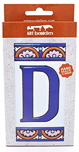 House letters 6 inch. Handpainted house letter tiles for signs, addresses and names. Address numbers for houses. House address numbers and letters. Design ARCO GRANDE 5,86" x 2,91" (LETTER D)
