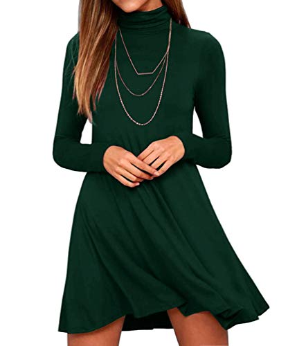Image of KEEDONE Women's Long Sleeve Turtleneck Casual Loose T-Shirt Dresses
