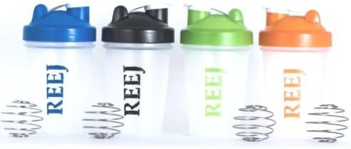 Reej Protein Shaker with Wire Mixer Ball 14 Oz / 400 ML 2 Pack, 3 Pack, 4 Pack (Colors May Vary)