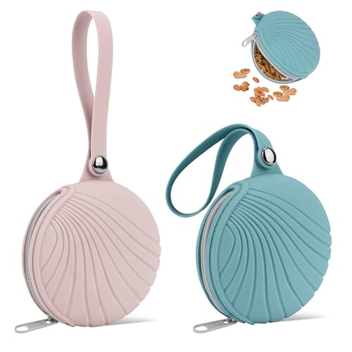 Playexen 2 Piezas Bolsa Premios Perro Adiestramiento de Silicona con Cierre y Correa de Muñeca Magnética Bolsa Chuches Perro de Portátil & Gran Capacidad para Caminar Entrenar Viajar