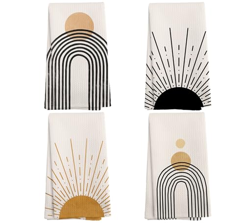 NOQL Boho Abstract Kitchen Towels and Dishcloths Set of 4,