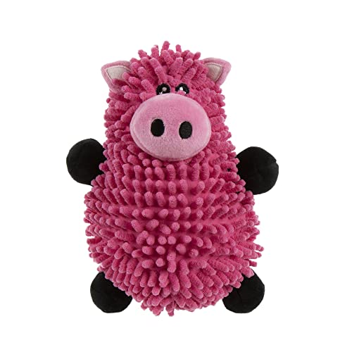 Image of goDog Mopz Pig Squeaky Plush Dog Toy, Chew Guard Technology - Pink, Large