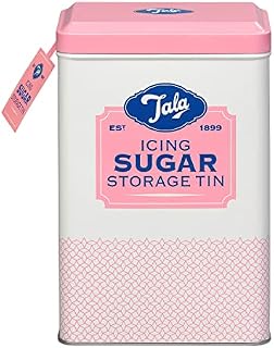 Tala Originals Icing Sugar Storage Tin, Metal, Pink and Cream Nostalgic Design, Holds a Full Bag