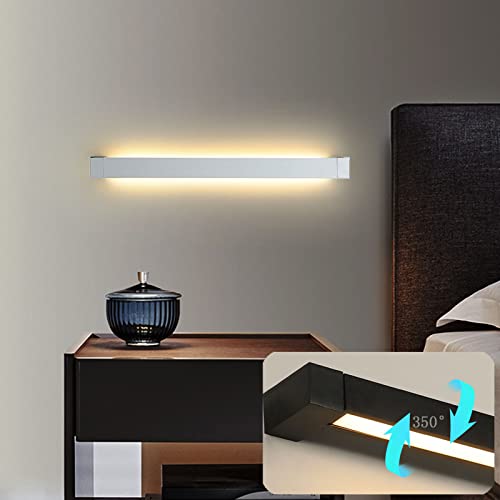 Decoración de pared Iluminación Aplique de pared lineal giratorio 350 ° LED decoración pared moderna iluminación apliques interiores tira larga blanca cálida lámpara pared dormitorio metal decoración