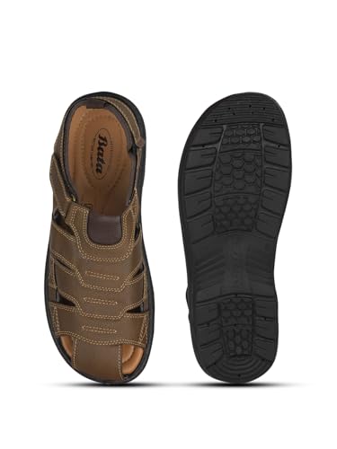 Image of Bata New Thar Men's Brown Sandals - 9 UK (8614010)