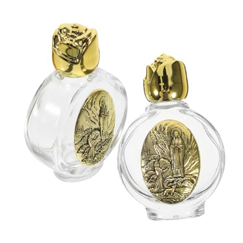 HOLIDYOYO Bouteille En Verre Relief 6.8Cm Portable Pour Eau Bénite Flacon Compact Avec Design Cristal Rose Parfait Pour Usage Quotidien Et Décoration Spirituelle