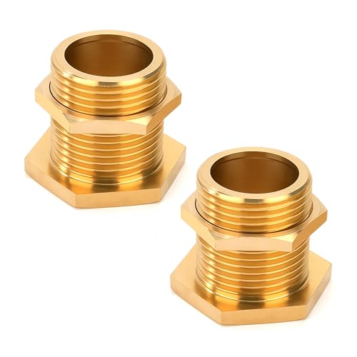Elegrip 2PCS Conector de Tanque de Agua de Latón, 31 mm 3/4 Rosca Exterior Conector Barril de Agua con Sellos de Goma para Grifos, Barril de Lluvia, Baldes