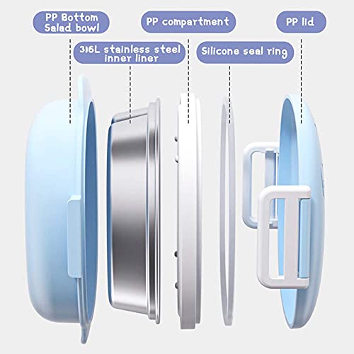 Stainless Steel Lunch Box For Toddlers Boys-Thermal Leakproof Bento Box 3-Compartment Double-Deck Ideal Portion Sizes For Ages 1 To 3, Pre-School Daycare Lunches And Kids Snack Container（Blue） #TOP7