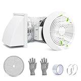 512M 6 Inch Through-the-Wall Exhaust Fan with White Grille, 80 CFM, 4.0 Sone, 16-Inch Retractable Duct, Household Ventilation Fan for Attic, Garage, Kitchen and Bathroom Exhaust Fan, Bathroom Vent Fan
