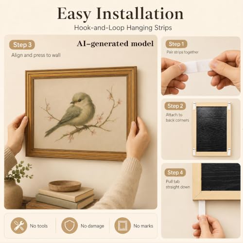 Image of NALEPS Vintage Bird Framed Wall Art, Bird Pictures Wall Decor 12x16 In
