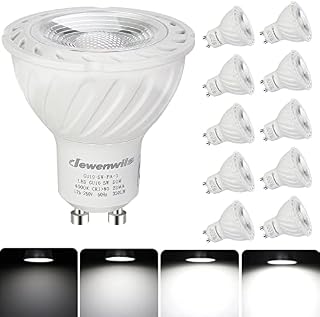 DEWENWILS GU10 LED Bulbs Dimmable, 5W(50W Halogen Equivalent), Warm White 2700K, 120° Wide Beam, LED Spot Lights for Ceiling, 350LM Energy Saving Light Bulbs for Lamp, CRI 80+, 10 Pack