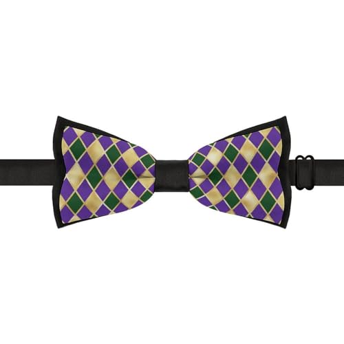 Mardi Gras Bow Tie for Men Adjustable Necktie Funny Tie Neck Ties for Weddings Party