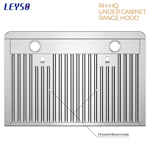 Leyso Under Cabinet Stainless Steel Range Hood, Digital 3-Speed Control, 800 Cfm, 2 Led Lights, Baffle Filters (30") #TOP3