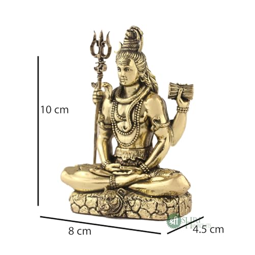 Image of Brass Lord Shiva Statue | 4 inch Shiv Padmasana Sitting Murti Hindu God Idol Figurine Perfect for Decoration Puja & Gifting Purpose Sculpture (Weight- 180gm)