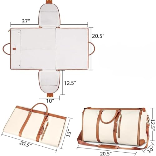 Image of 2-in-1 Convertible Garment Duffle Bag with Shoe Pouch - Weekender Travel Bag Leather Garment Bag for Travel Hanging Suitcase Suit Garment Bag Convertible Carry on Large Duffle Bags