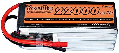 Youme 6S 22.2V 22000mAh LiPo Battery Pack 25C AS150+XT150 Plug for DJI S800 S900 S1000+ UAV Drone RC Multicopter E1200 Plant Protection Machine