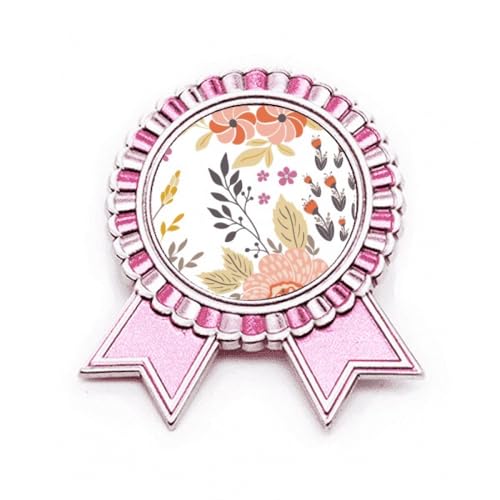 Broche en forme de fleur en métal ciselé et émaillé de taille M