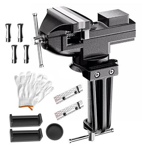 Mordaza de banco profesional,Mordaza de mesa,Pinzas de trabajo,Ancho de mordaza 80mm,Con base giratoria 360 grados,Puede girar 360 grados,Adecuado para trabajar la madera, cortar, grabar, amolar,etc.