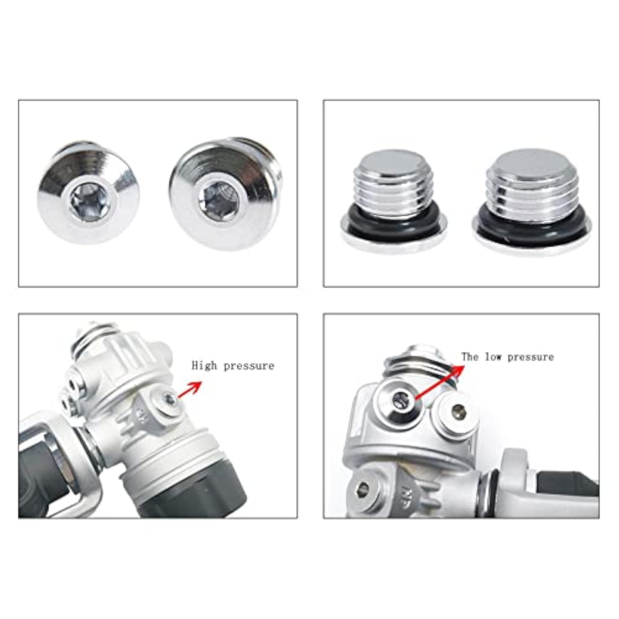 Copper Diving Regulator Port Plug Set, 3/8''/7/16''