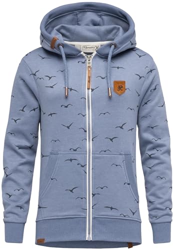 REPUBLIX Damen Sweatjacke Hoodie Sweatshirt Pullover Zipper Jacke RD-024 Blau Melange XXL