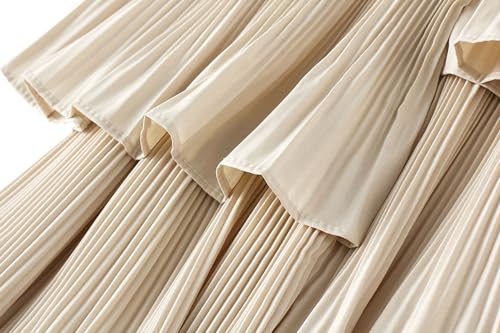 Womens Pleated Layered Skirt Asymmetric A-Line Skirts Elastic High Waist Fluffy Skirt Irregular Hemline Midi Skirts3