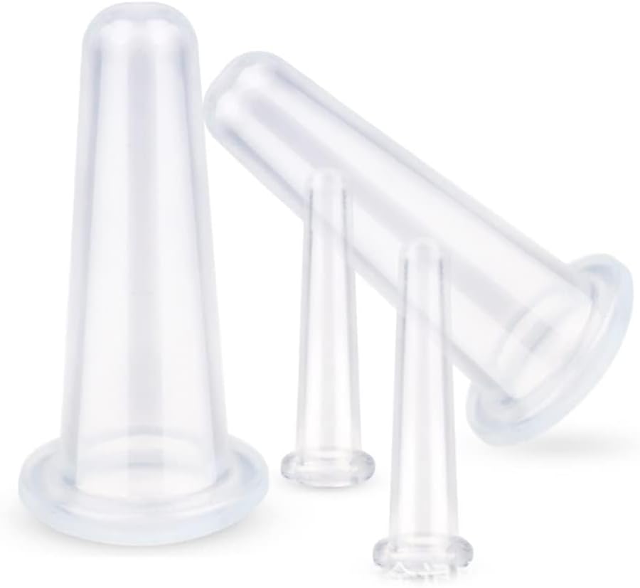 4Pcs Transparent Massage Cupping Set Facial Set for Face Silicone Mini Facial Face Helper Skin Care Neck Back Eyes Cupping Cups to Use, Don’t Worry About Burns Health Products,Tools Back Massagers