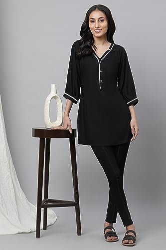 Image of Aurelia Women's Viscose Regular Fit Solid Kurti