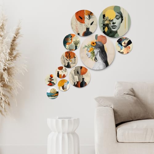 Image of RADIQORE Set of 11 Designer MDF Wooden Wall Hanging for Home Decoration | Office | Gift | Wall Decor Hanging Items | Wall Art | Living Room | Bedroom (aesthtic)
