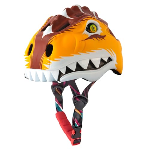 Image of Headzup Mystic Dragon 3D Cycling Helmet with Tail Light | Lightweight & Adjustable Size | Unisex Multi-Sport Helmet for kids Toddlers Boys Girls | For Age 3-10 | For Cycling, Skating (48-52cm)(Yellow)