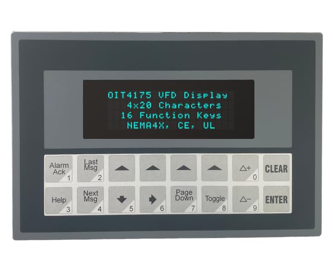 Image of OIT4175-A00 - Alphanumeric Operator Interface Terminal, 4x20 VFD Display, 16 Programmable Keys, Aluminum, C1D2, Extended Temp, B.A.B.A. - Made in The USA.