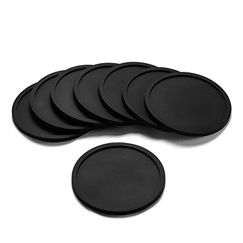 UTRO Posavasos de Silicona Personalizados Juego de 8- Almohadilla Anti Deslizante - Elegante y Duradera - Fácil de Limpiar - Negro