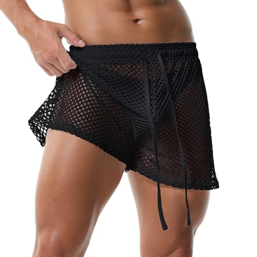 YUFEIDA Men's Fishnet Boxer Shorts Cute Drawstring Trunks Breathable Boxers2