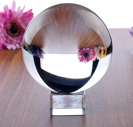 Crystal Gazing Ball of Natural Quartz Crystal Gemstone, Clear, Sphere, with Wooden Stand-image-42