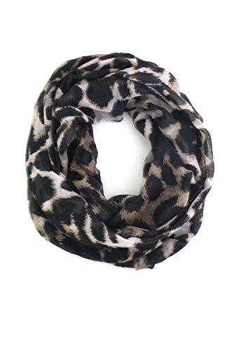 Anika Dali Women Animal Print Silky Soft Infinity Loop Scarf (Sophie Leopard Black Brown) #TOP2