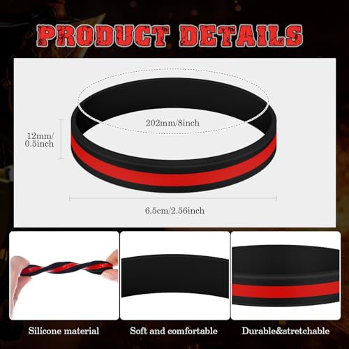 Thin Red Line Rubber Wristband Silicone Bracelet for Firefighter Awareness Support3