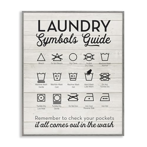 Stupell Industries Laundry Symbols Guide Typography Gray Framed Wall Art, 11x14, Multi-Color, Design By Artist Lettered and Lined