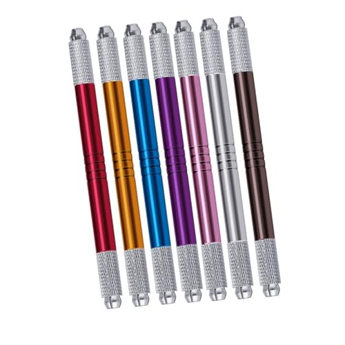 Lápiz de cejas doble punta portátil: set de 7 bolígrafos manuales TEHAUX en aluminio de colores