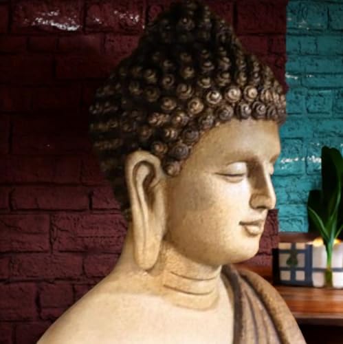 Image of Swarn House Decor's Beautiful Sitting Buddha Idol Statue for Home & Garden - Big Size 2 Feet (Brown) | Beautiful Home Decor Items for Living Room |Healing Spirit Blessing Buddha Statue.