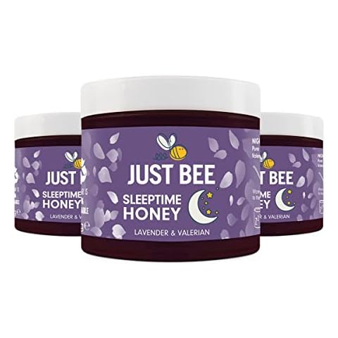 Just Bee Sleeptime Honey Multipack, Lavender flavoured Natural Honey with Valerian Root and Vitamin B (3x260g jar) Cover