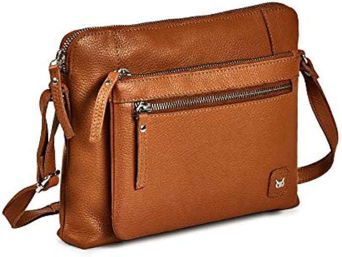 Small Soft Pebbled Real Leather Crossbody Handbags & Purses - Triple Zip Premium Sling Crossover Shoulder Bag for Women