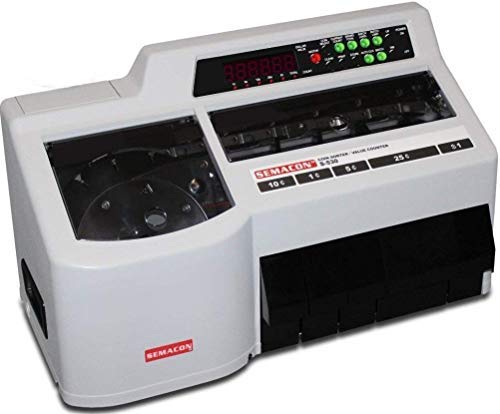Semacon S-530 Heavy Duty Coin Sorting and Counting Machine; Bagging and Packaging/Wrapping Functions; Sorts Mixed US Penny, Nickel, Dime, Quarter and Dollar Coins
