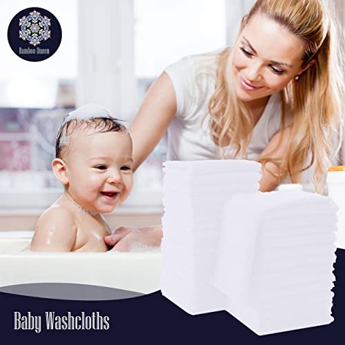 Image of 32 Pack Baby Washcloths - 10x10 Inch, Luxury Coral Fleece - Extra Absorbent and Soft Wash Clothes for Newborns, Infants and Toddlers - Suitable for Sensitive Skin and New Born - Baby Shower - White