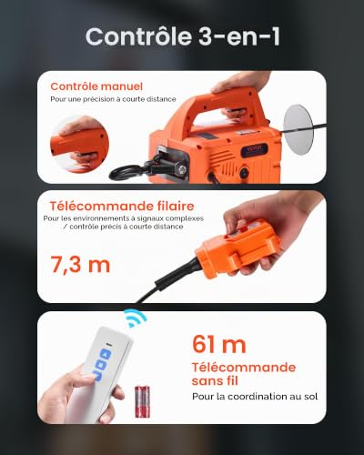 VEVOR Palan Électrique Portable 3 en 1 Treuil Électrique 700 kg Treuil Levage 1500 W pour Usine Entrepôt Garage, Hauteur Levage 7,6 m Vitesse 5 m/min, Commande Manuelle Télécommande Filaire sans Fil – vue 4